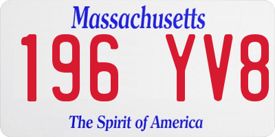 MA license plate 196YV8