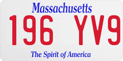 MA license plate 196YV9