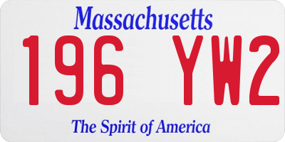 MA license plate 196YW2