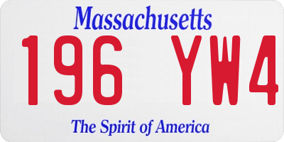 MA license plate 196YW4