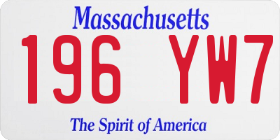 MA license plate 196YW7