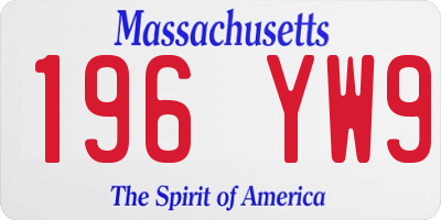 MA license plate 196YW9