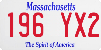 MA license plate 196YX2
