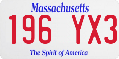 MA license plate 196YX3