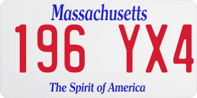 MA license plate 196YX4