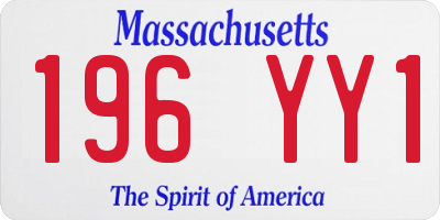 MA license plate 196YY1