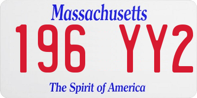 MA license plate 196YY2