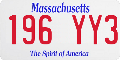 MA license plate 196YY3