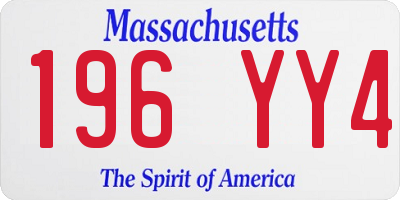 MA license plate 196YY4