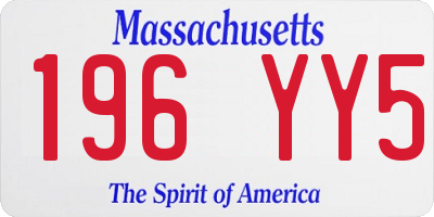 MA license plate 196YY5