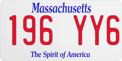 MA license plate 196YY6