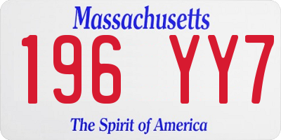 MA license plate 196YY7