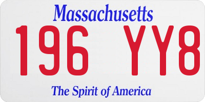 MA license plate 196YY8