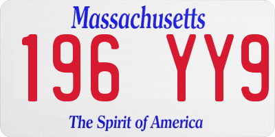 MA license plate 196YY9