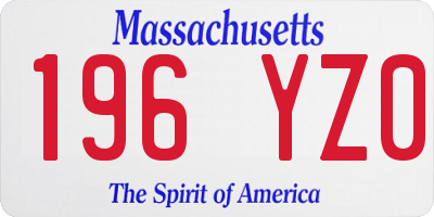 MA license plate 196YZ0