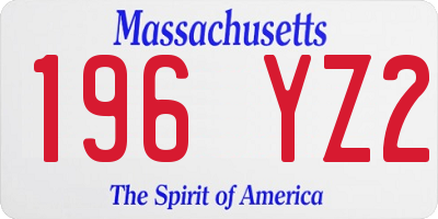MA license plate 196YZ2