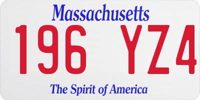 MA license plate 196YZ4