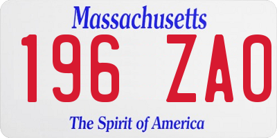 MA license plate 196ZA0