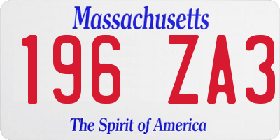 MA license plate 196ZA3