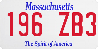 MA license plate 196ZB3