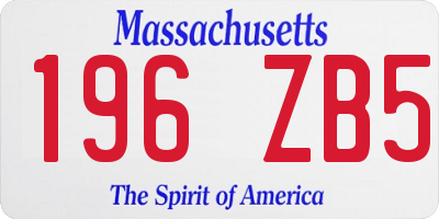 MA license plate 196ZB5