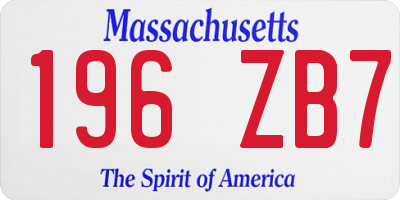 MA license plate 196ZB7