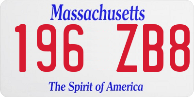 MA license plate 196ZB8