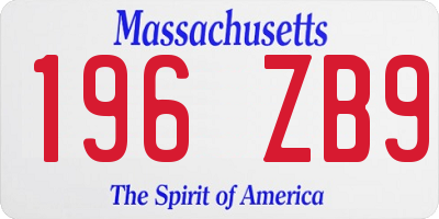 MA license plate 196ZB9