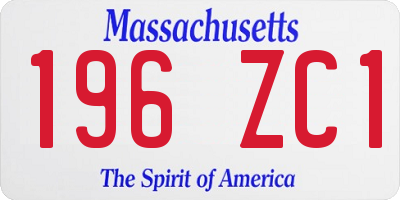 MA license plate 196ZC1