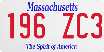 MA license plate 196ZC3