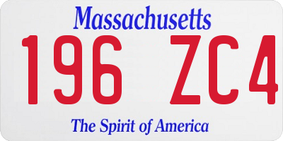 MA license plate 196ZC4