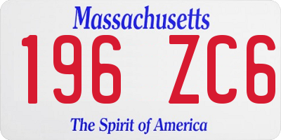 MA license plate 196ZC6