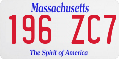 MA license plate 196ZC7