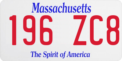 MA license plate 196ZC8