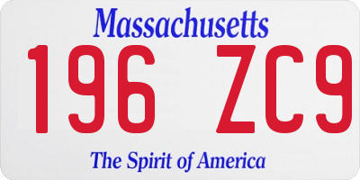 MA license plate 196ZC9