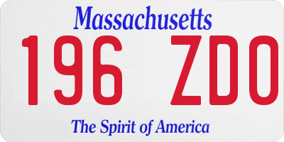 MA license plate 196ZD0