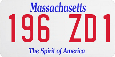 MA license plate 196ZD1