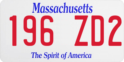 MA license plate 196ZD2