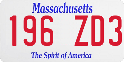 MA license plate 196ZD3