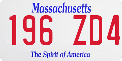 MA license plate 196ZD4