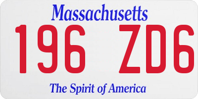 MA license plate 196ZD6