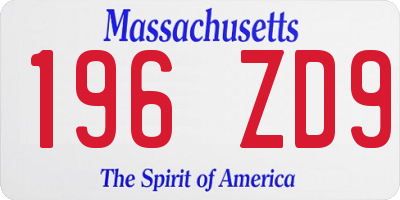 MA license plate 196ZD9