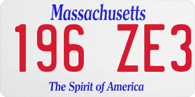 MA license plate 196ZE3