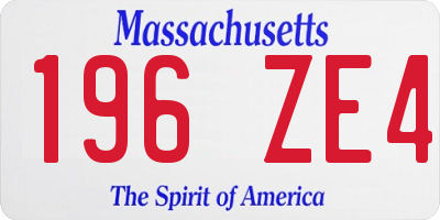 MA license plate 196ZE4