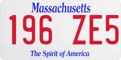 MA license plate 196ZE5