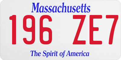 MA license plate 196ZE7