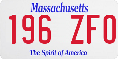 MA license plate 196ZF0