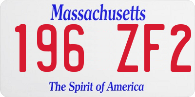 MA license plate 196ZF2
