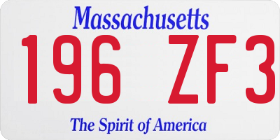 MA license plate 196ZF3