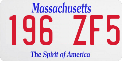 MA license plate 196ZF5